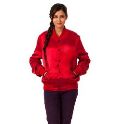 solid satin red varsity jacket, full varsity jacket, light weight letterman jacket