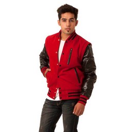 solid satin varsity jacket, red varsity jacket, latterman jacket