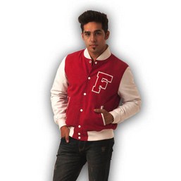 red cotton jackets, full light weight letterman  jackets, leather sleeve jackets