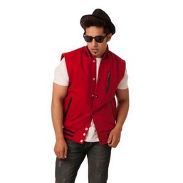 sleeveless jacket, red varsity, latterman jacket